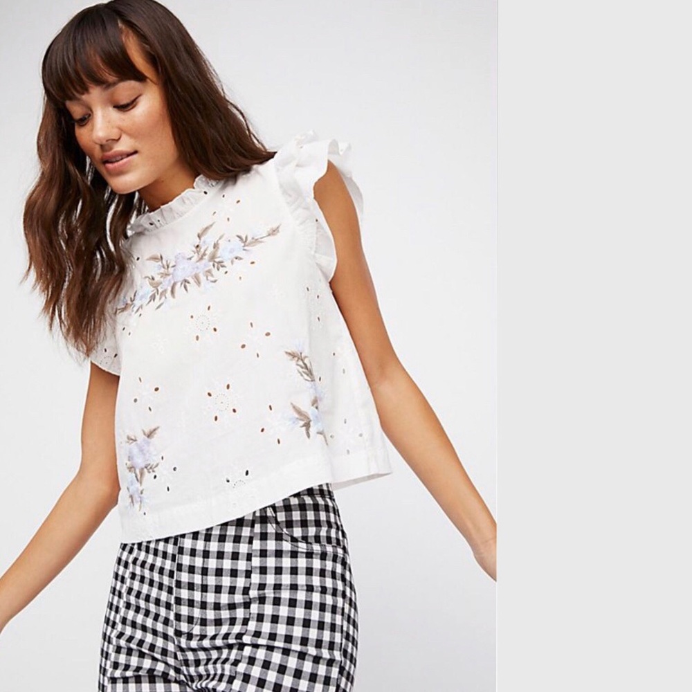 FREE PEOPLE Picnic In The Park Embroidered Top NWT
